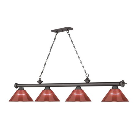 Z-Lite Cordon 4 Light Billiard, Bronze & Red 2306-4BRZ-PRD